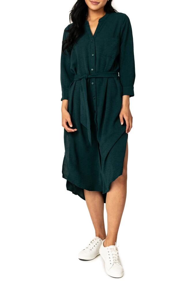 GIBSONLOOK Tie Waist Midi Dress in Hunter Green Cover