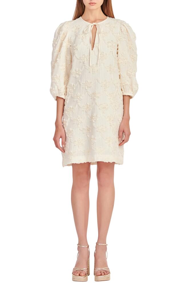 English Factory Ribbon Embroidery Tie Neck Dress in Ivory Cover