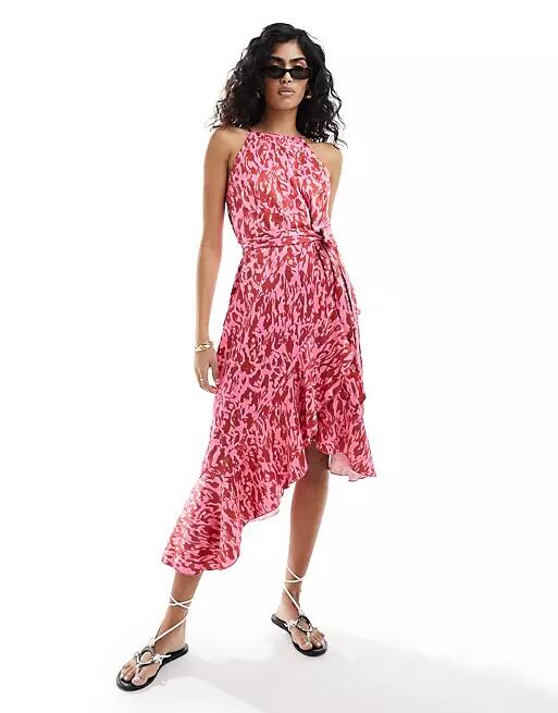 Style Cheat halterneck cami midi dress with tie waist in floral print-Multi Cover