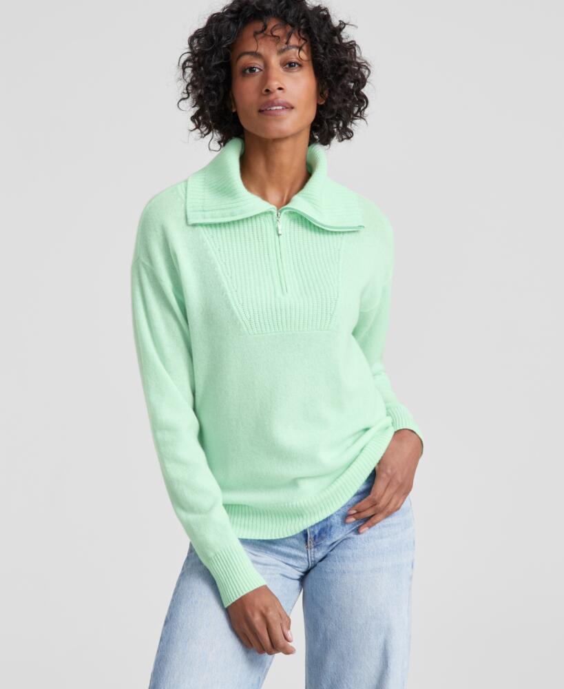 Charter Club 100% Cashmere Women's Quarter-Zip Sweater, Created for Macy's - Hint Of Mint Cover