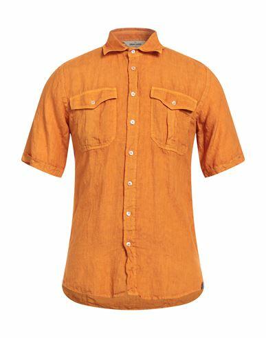 Gran Sasso Man Shirt Orange Linen Cover