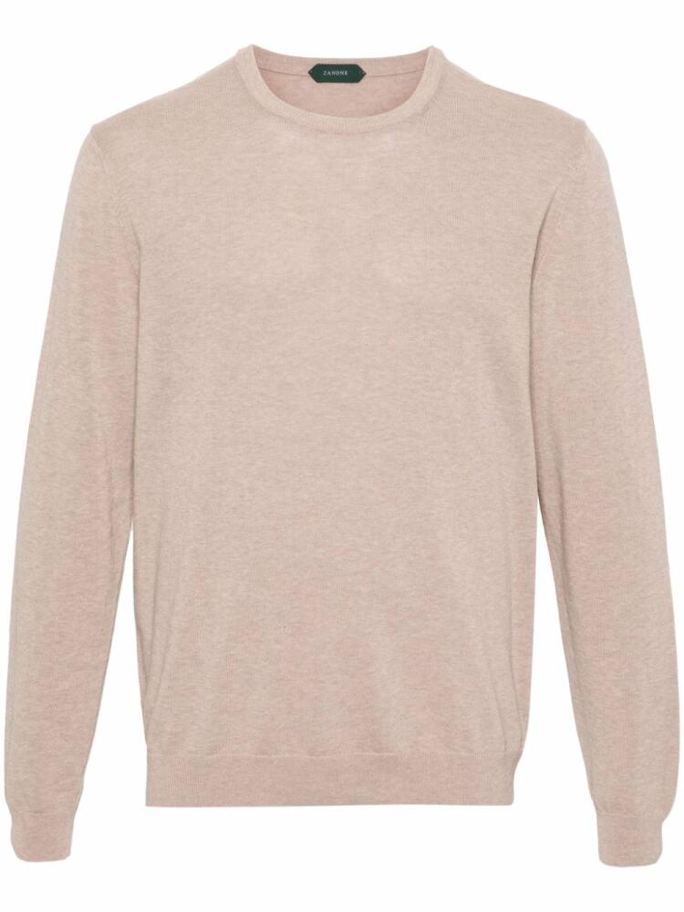 Zanone crew-neck cotton jumper - Neutrals Cover