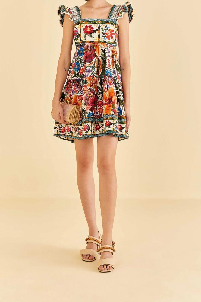 FARM Rio Off-White Tropical Yard Sleeveless Mini Dress Cover