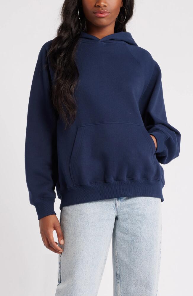 BP. Fleece Detail Oversize Raglan Hoodie in Navy Iris Cover