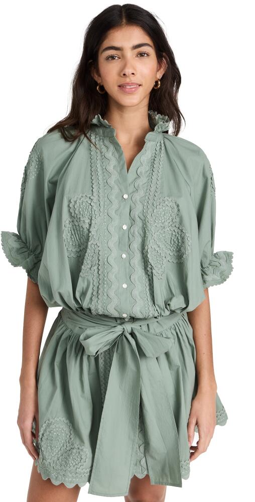 Juliet Dunn Poplin Blouson Dress Sage Green Cover