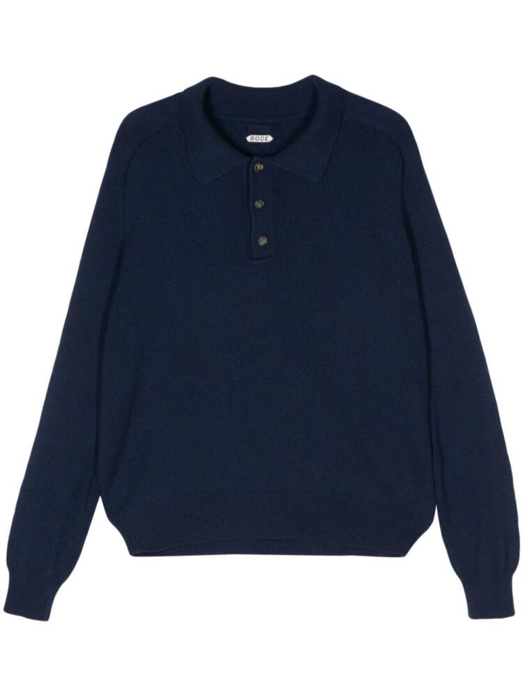 BODE knitted cashmere polo shirt - Blue Cover