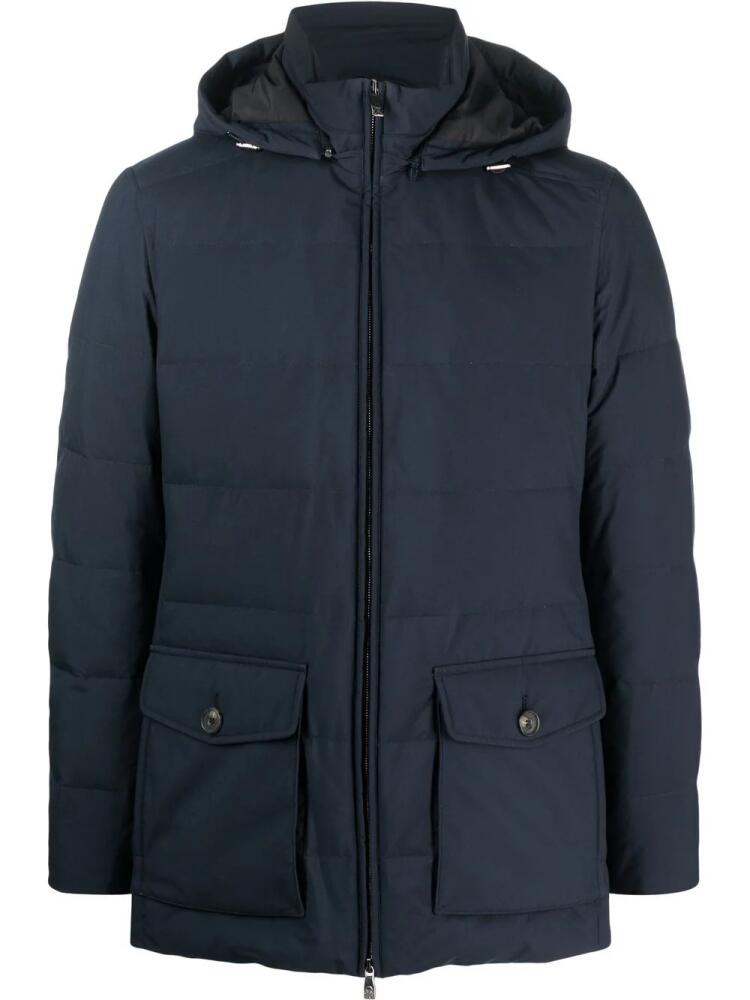 Corneliani hooded down coat - Blue Cover