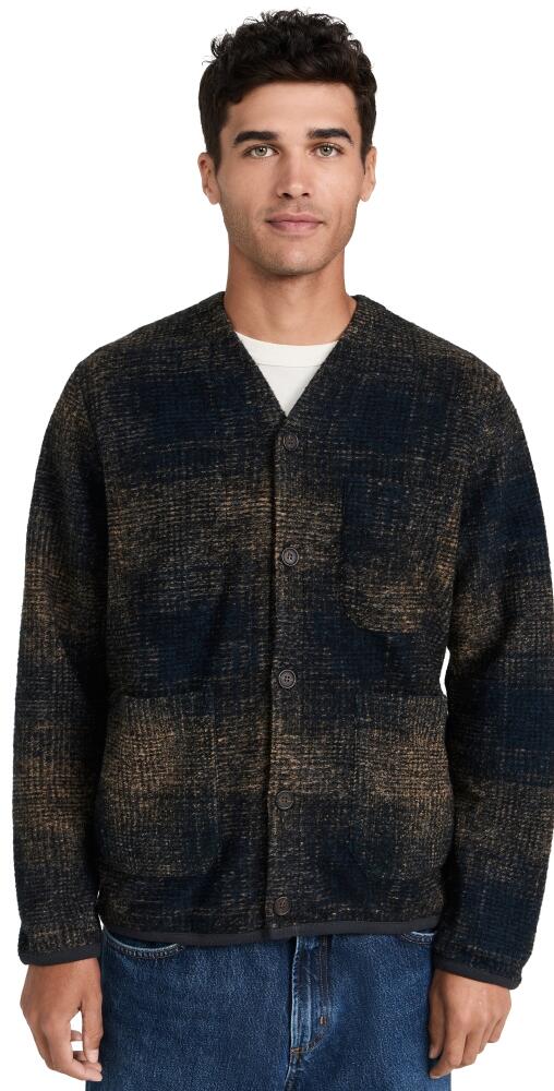 Universal Works Check Cardigan Navy/Sand Cover