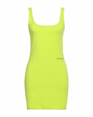 Hinnominate Woman Mini dress Acid green Cotton, Elastane Cover