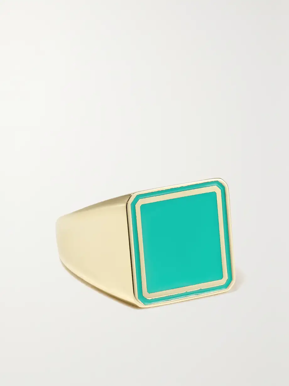 Lauren Rubinski - 14-karat Gold And Enamel Ring - Green Cover