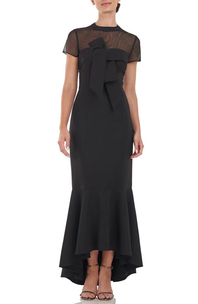 JS Collections Kylie Illusion Yoke Bow High-Low Gown in Black Cover