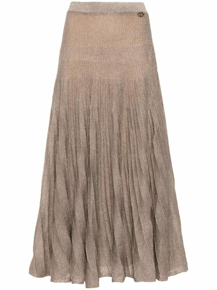 TWINSET lurex ribbed-knit skirt - Neutrals Cover