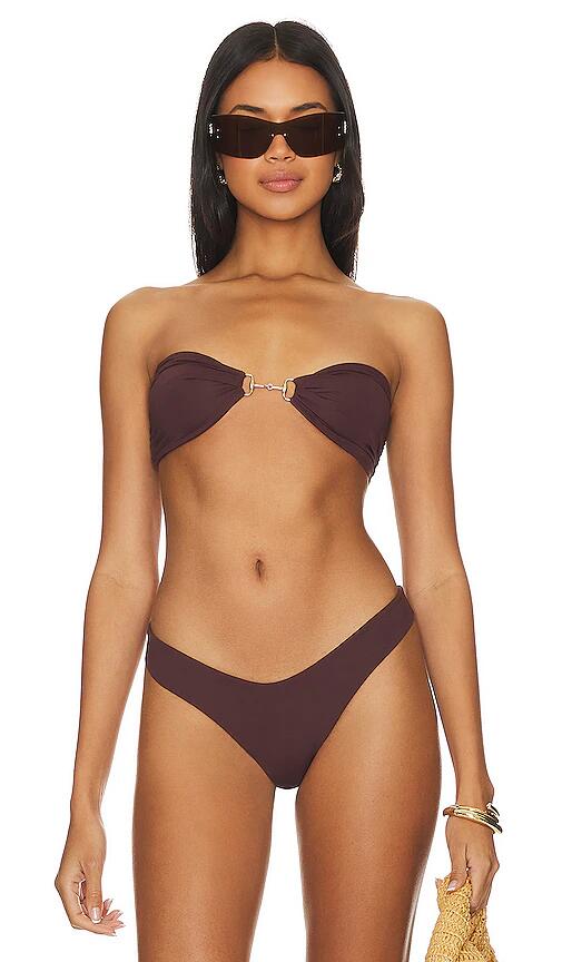 Indah Cleo Bandeau Bikini Top in Brown Cover