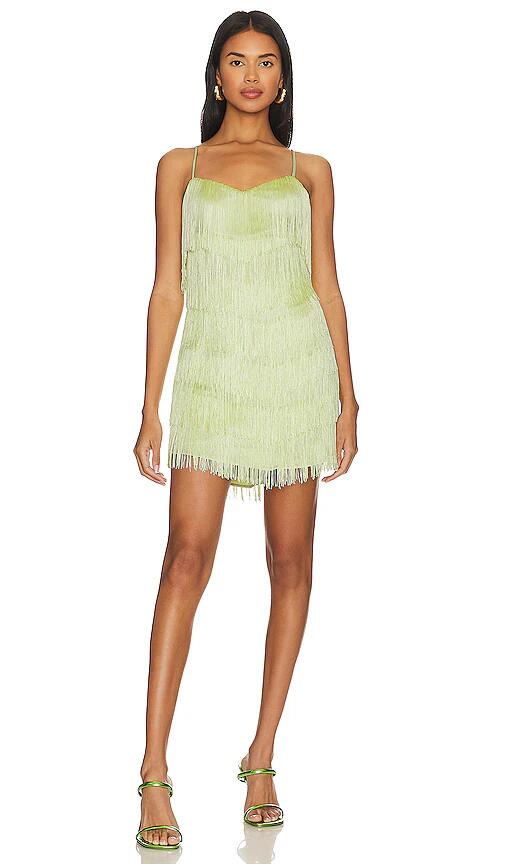 House of Harlow 1960 X Revolve Marquesa Fringe Mini Dress in Sage Cover