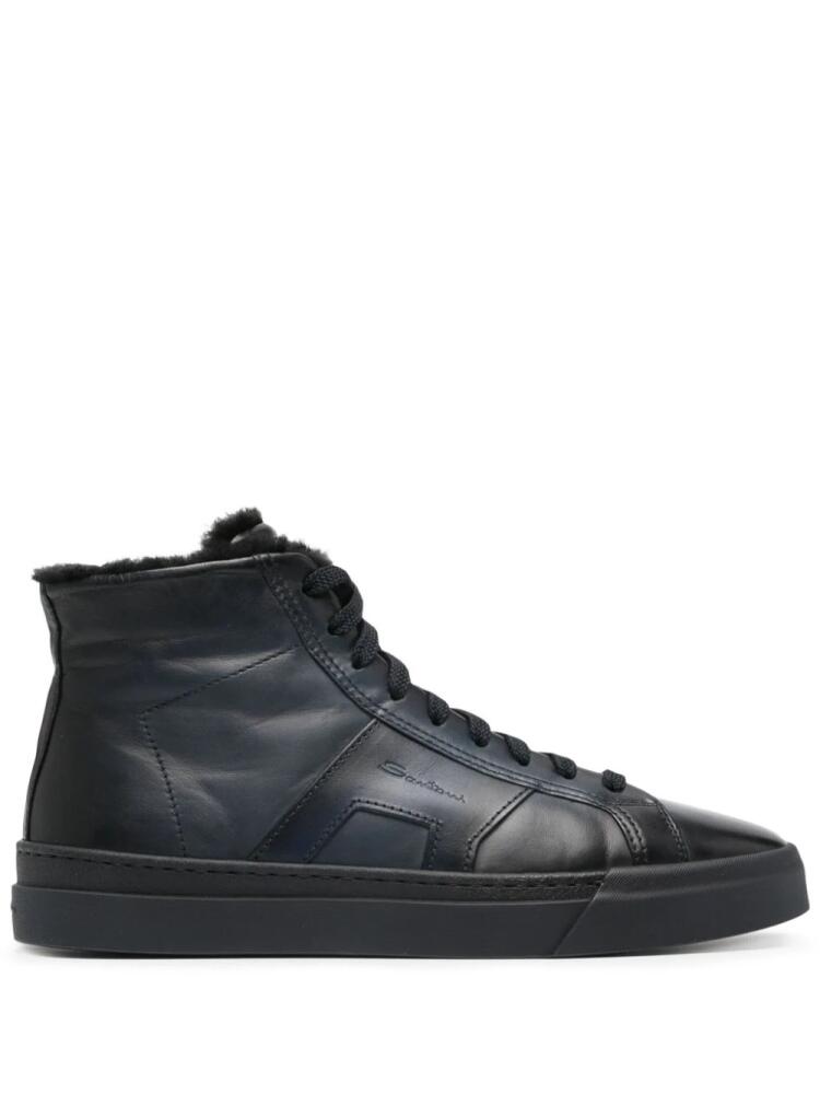 Santoni high-top leather sneakers - Blue Cover