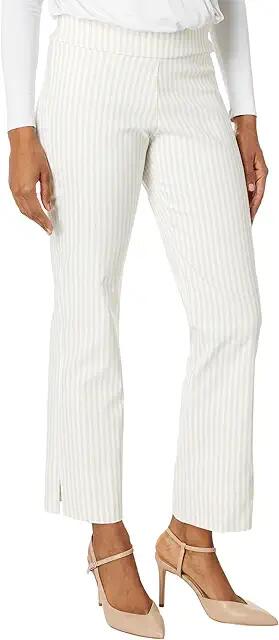 Krazy Larry Stretch Linen Wide Ankle (Oatmeal Stripe) Women's Casual Pants Cover