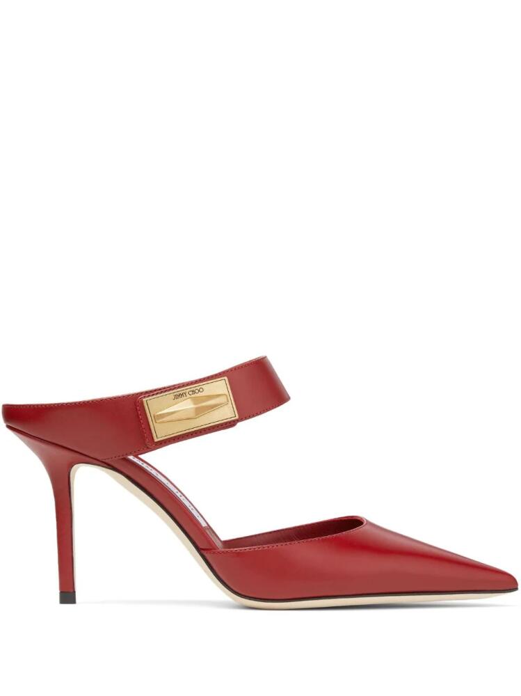 Jimmy Choo Nell 85mm pointed-toe mules - Red Cover