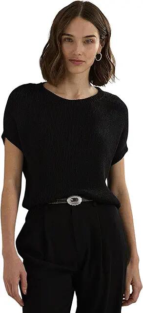 Lauren Ralph Lauren Rib-Knit Short-Sleeve Sweater (Black) Women's Clothing Cover