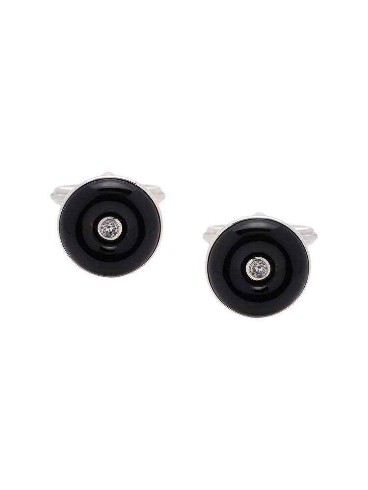 Lanvin crystal-detail disc cufflinks - Black Cover