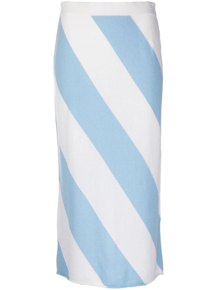 Allude stripe-print pencil knitted skirt - Blue Cover