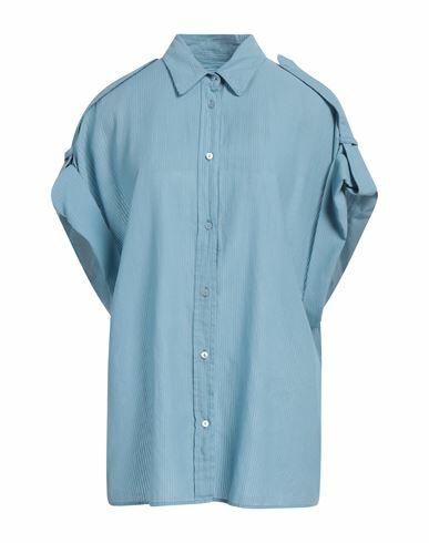 Dondup Woman Shirt Sky blue Cotton Cover