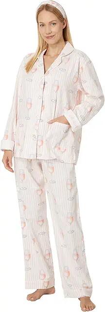 P.J. Salvage Flannel PJ Set with Headband (Pink Mist Rose All Day) Women's Pajama Sets Cover