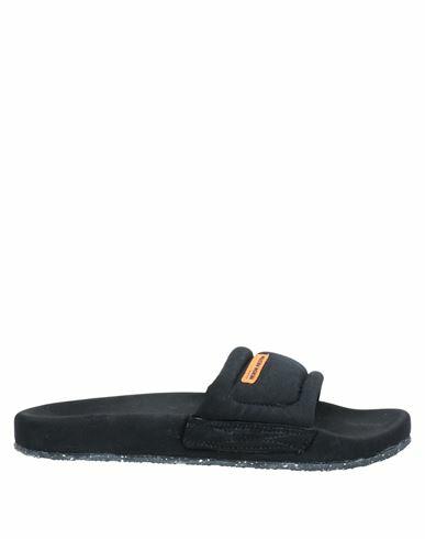 Heron Preston Man Sandals Black Soft Leather, Textile fibers Cover