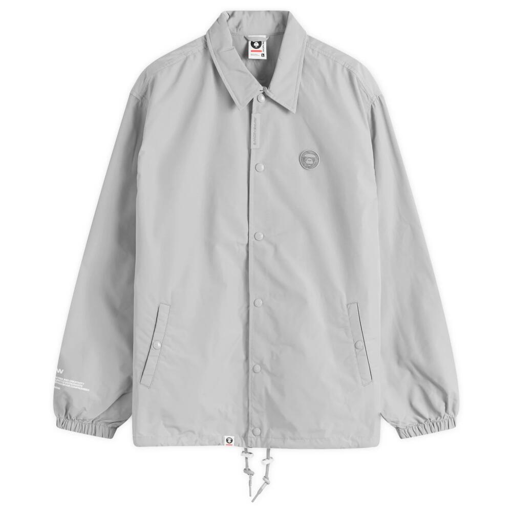 Men's AAPE Nylon Coach Jacket in Light Grey Cover