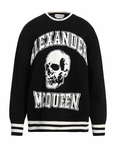 Alexander Mcqueen Man Sweater Black Wool, Cashmere Cover