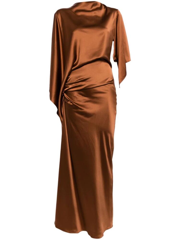 Christopher Esber asymmetric long silk dress - Brown Cover