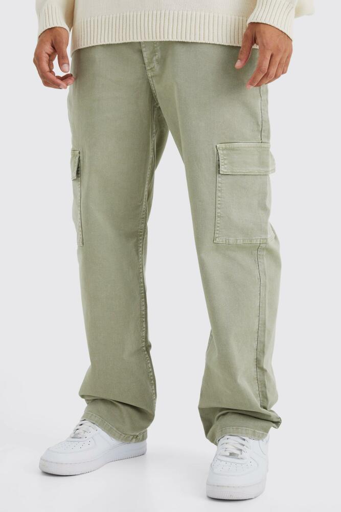 boohoo Mens Relaxed Overdye Cargo Pants - Green Cover