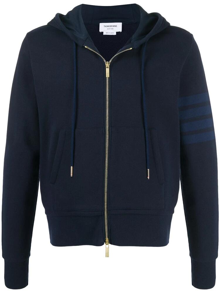 Thom Browne 4-Bar zip-up loopback-cotton hoodie - Blue Cover