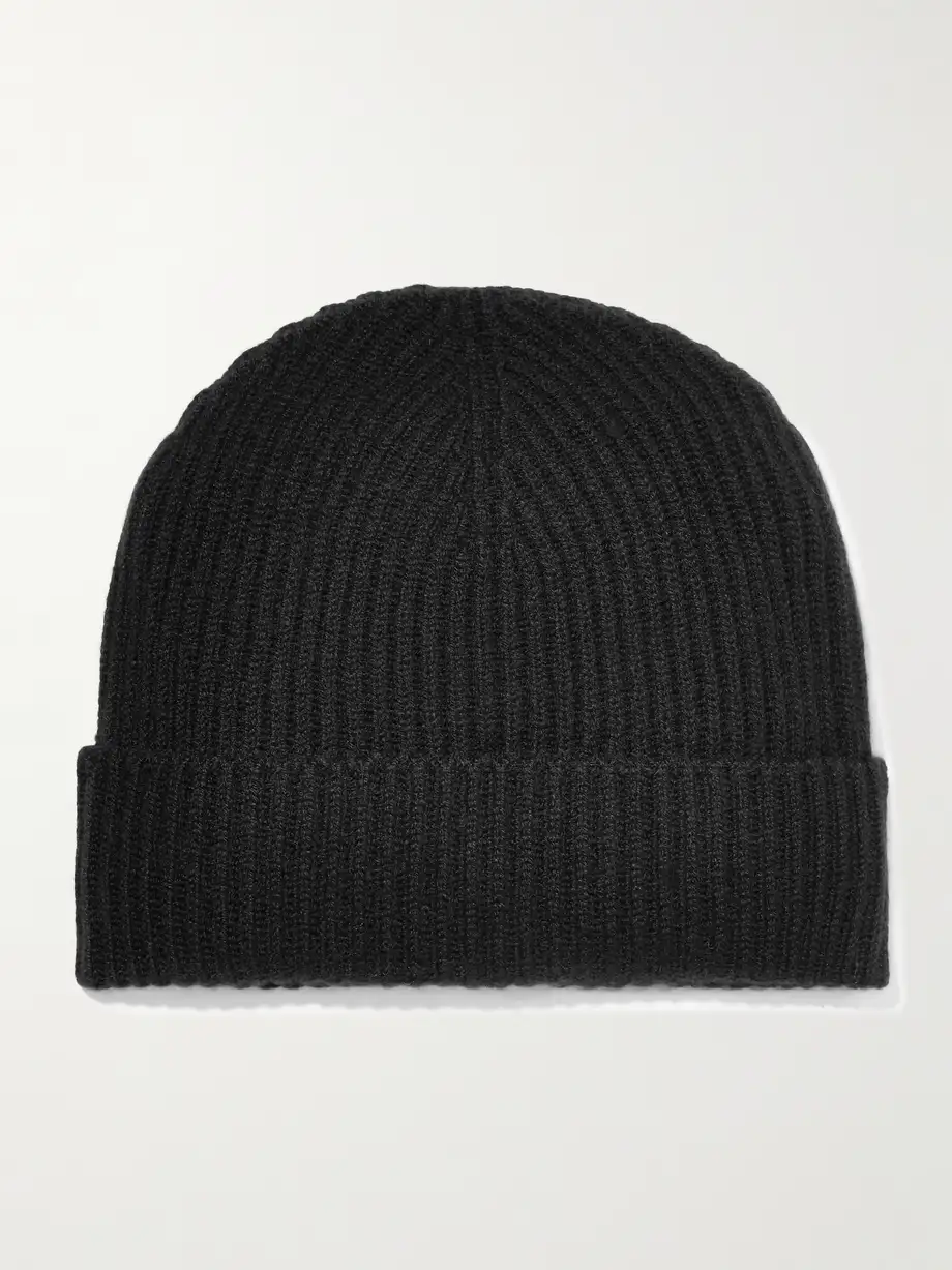 Johnstons of Elgin - + Net Sustain Ribbed Cashmere Beanie - Black Cover