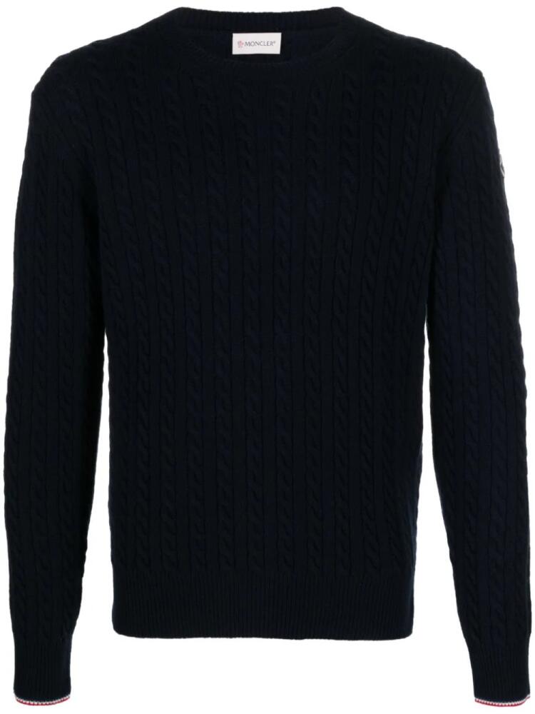 Moncler cable-knit virgin wool blend jumper - Blue Cover