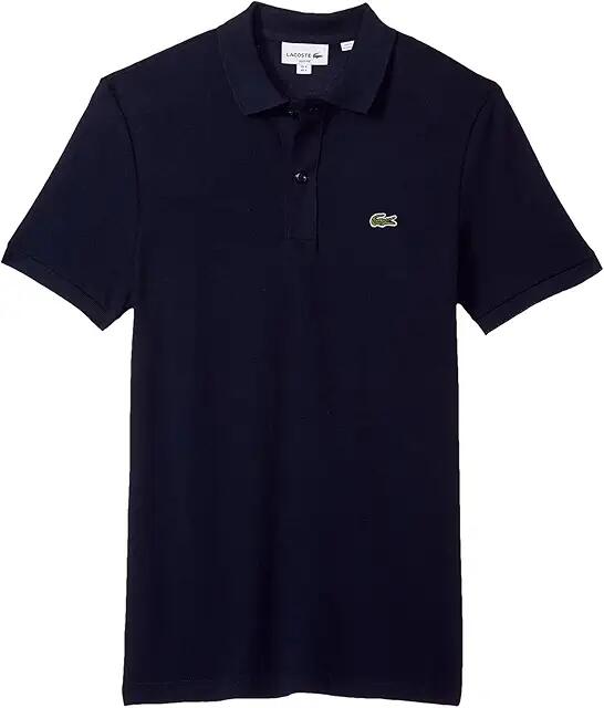 Lacoste Short Sleeve Slim Fit Pique Polo (Navy Blue) Men's Short Sleeve Pullover Cover