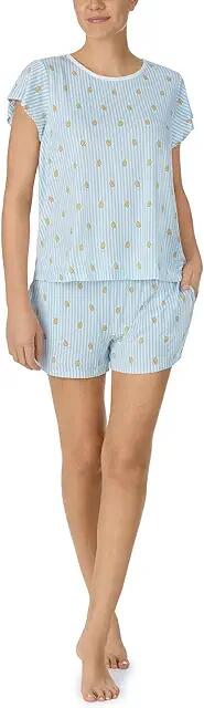 Kate Spade New York Modal Jersey Short Sleeve Short PJ Set (Lemon Stripe) Women's Pajama Sets Cover