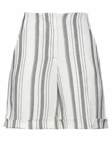 Lorena Antoniazzi Woman Shorts & Bermuda Shorts White Linen, Viscose, Elastane Cover