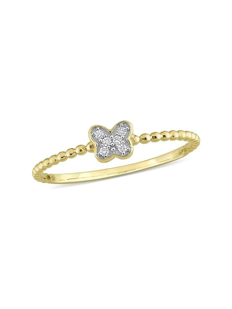 Sonatina Women's 14K Yellow Gold 0.03 TCW Diamond Butterfly Ring Cover