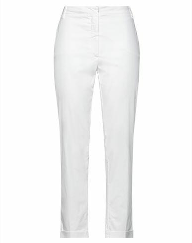 Manila Grace Woman Pants White Cotton, Elastane Cover