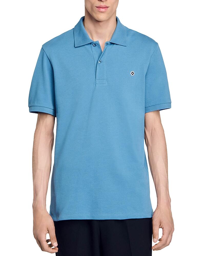 Sandro Cotton Pique Square Cross Patch Classic Fit Polo Shirt Cover