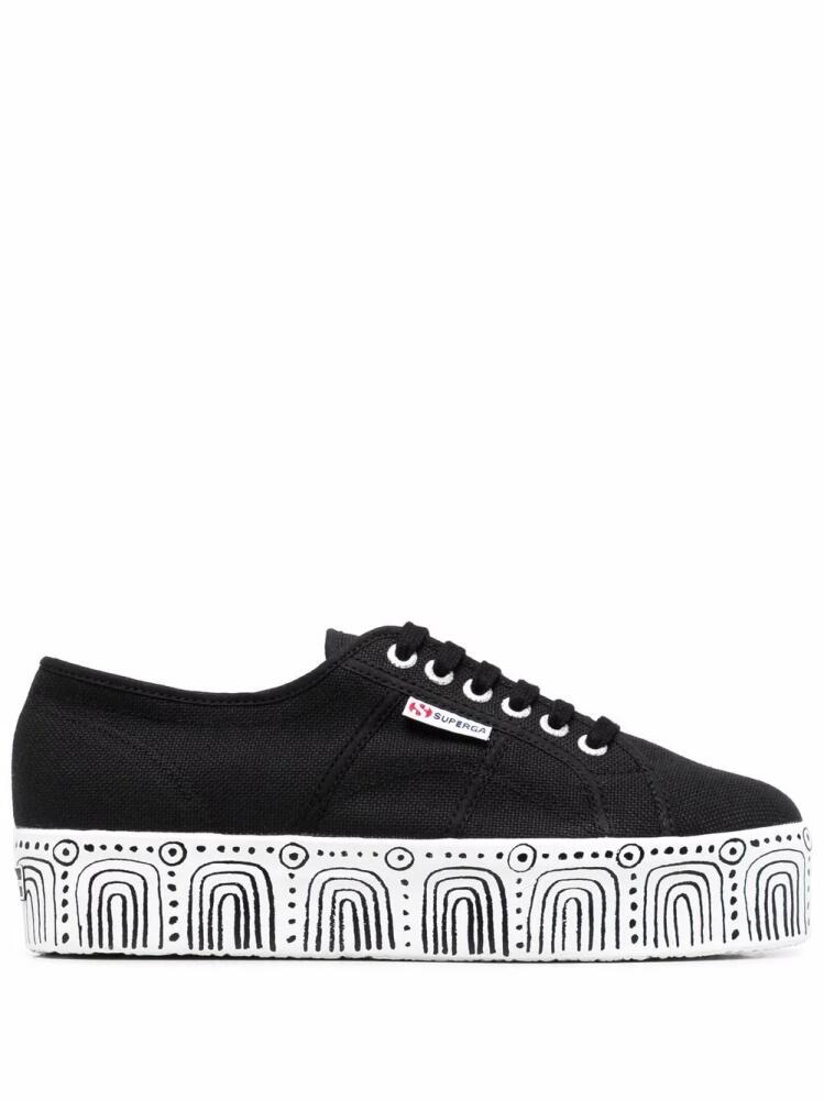 Superga abstract-pattern platform sneakers - Black Cover