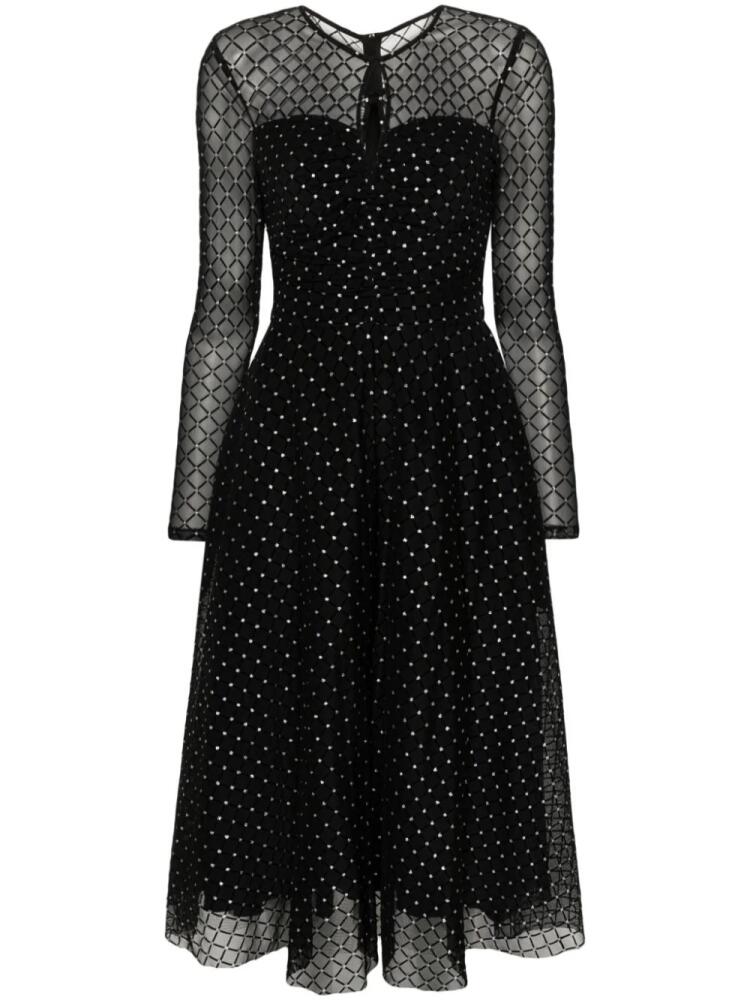 NISSA glitter-dots flared midi dress - Black Cover