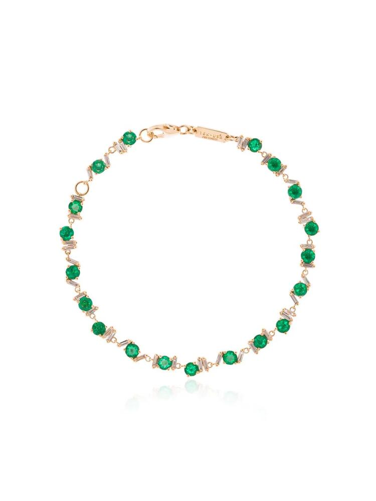 Suzanne Kalan 18kt yellow gold, emerald and diamond tennis bracelet Cover