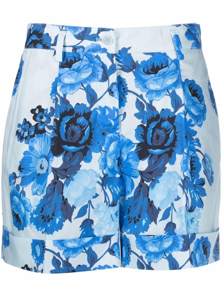 P.A.R.O.S.H. floral-print high-waisted shorts - Blue Cover