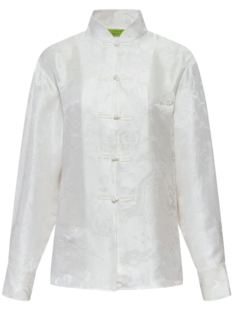 Shanghai Tang floral-jacquard silk blouse - White Cover