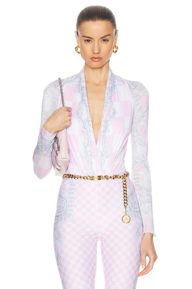 VERSACE Jersey Bodysuit in Pink Cover