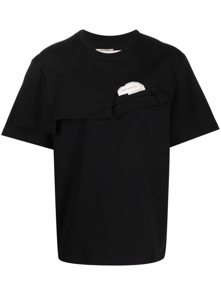 Feng Chen Wang layered asymmetric cotton T-shirt - Black Cover