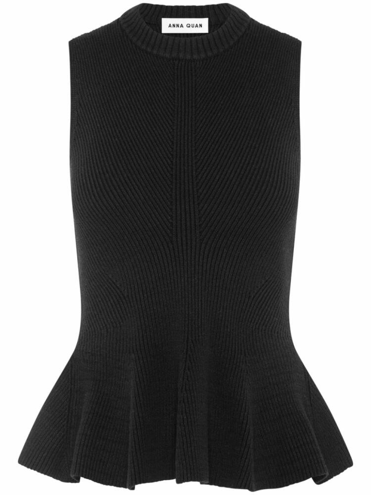 Anna Quan peplum hemline ribbed top - Black Cover