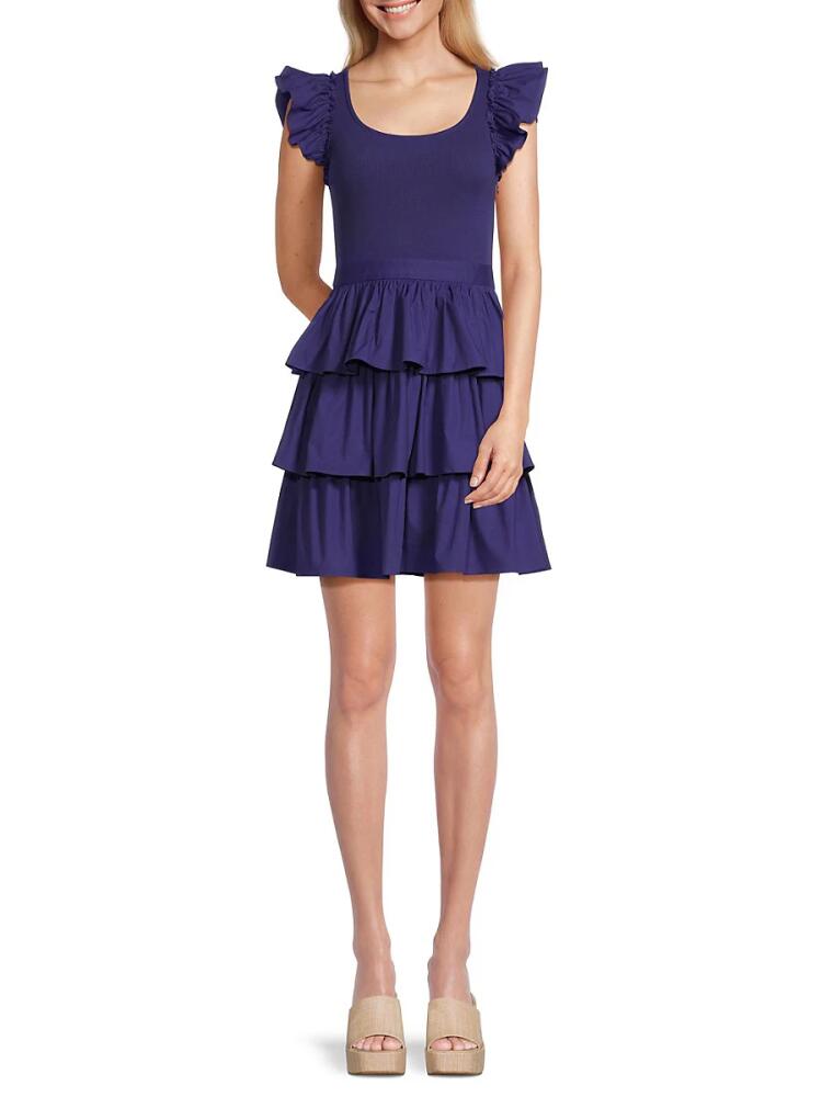 Rachel Parcell Women's Ruffle Mini A Line Dress - Navy Blue Cover