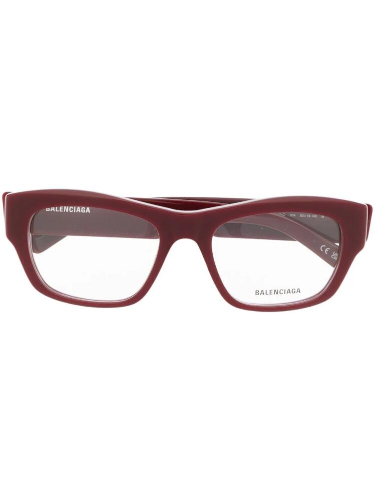 Balenciaga Eyewear logo-print rectangle-frame glasses - Red Cover